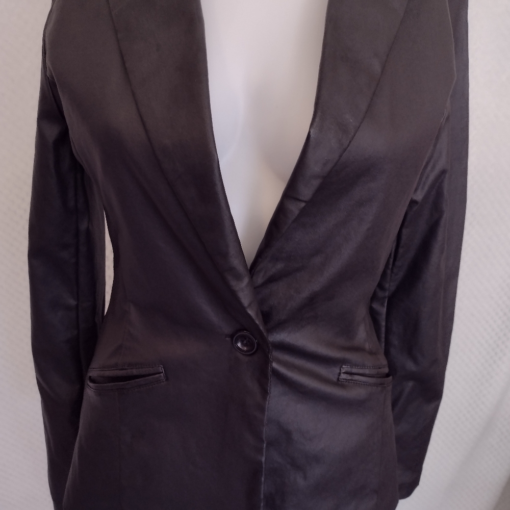 Fashion Nova Women's Black Blazer/Jacket Vegan Leather Gutted